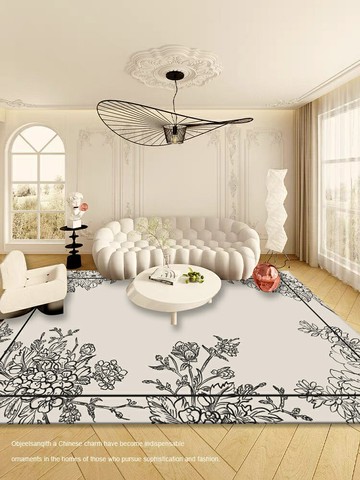 地毯地墊 法式美拉德客廳地毯高級輕奢沙發茶幾毯防水耐臟免洗臥室床邊毯