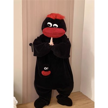 大白鵝連體睡衣冬季搞怪鴨子睡袋可愛卡通珊瑚絨情侶睡袍加厚保暖