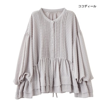 【ココディール】淺灰色點點緹花上衣 O3W18211