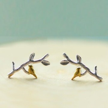 925純銀耳環耳飾-創意文藝樹枝造型七夕情人節禮物女飾品73gk42【獨家進口】【米蘭精品】