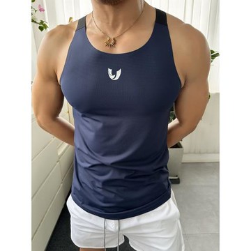 輝先生夏季男士撞色拼接背心無痕運動健身緊身彈力薄款速干背心