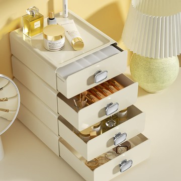 桌面收納盒宿舍辦公桌抽拉式化妝盒可疊加床頭收納大容量置物架J-69公司貨