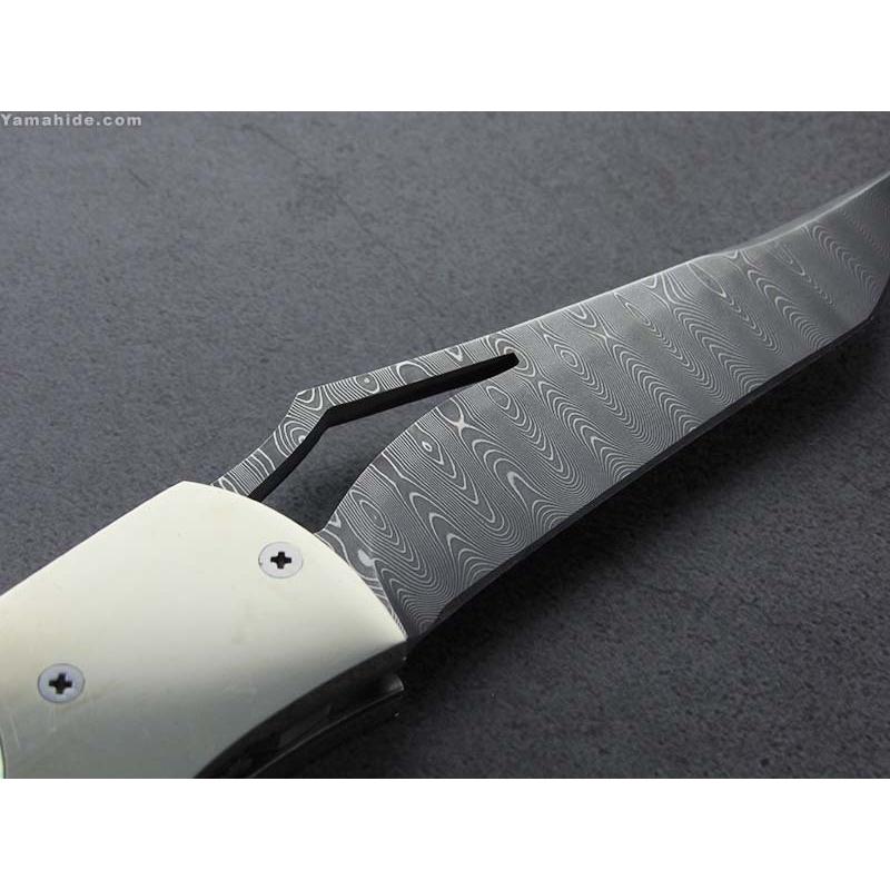 西川 徹 作 1122 ダマスカス パール ライナーロック  フォールディングナイフ  Tooru Nishikawa Custom knife