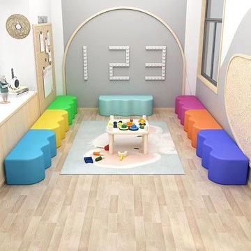 【台灣公司 可打統編】免運 沙發 創意沙發 幼兒園波浪沙發培訓機構大廳接待異形長條兒童早教換鞋凳子組合 可開發票 全館六折 工廠現貨直銷 新品特價 c9241