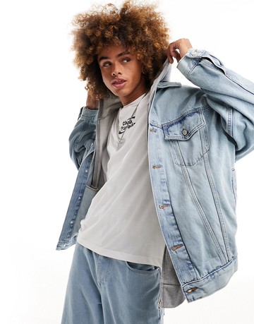 ASOS DESIGN super oversized denim jacket in light wash blue
