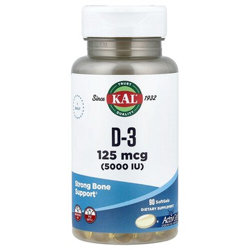 KAL, D-3，125 微克（5,000 國際單位），90 粒軟凝膠