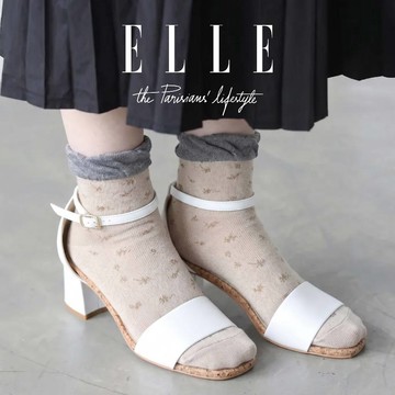 【ELLE】 法式優雅碎花鬆鬆襪 襪子 少女襪 棉襪 休閒襪 女襪 寬口襪