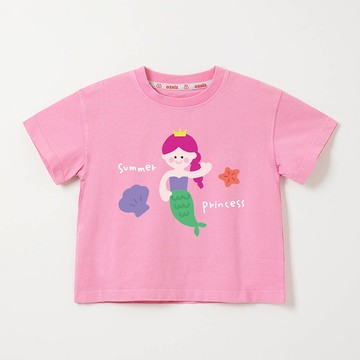 韓國 OZKIZ - 100%澳洲棉純粹呼吸短袖上衣-公主美人魚-粉紅