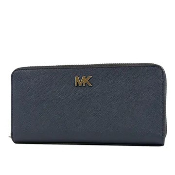 MICHAEL KORS COOPER 男款 十字紋防刮拉鍊長夾-藍色