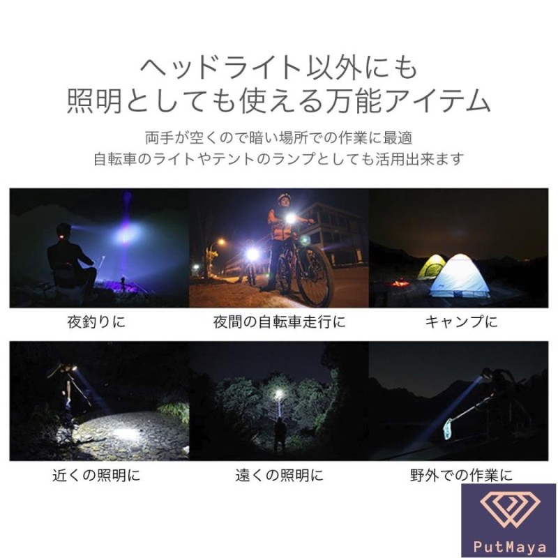 ヘッドライト USB充電式 LED ヘッドランプ 強光 登山 夜釣り アウトドア キャンプ 明るい 角度調節 生活防水 懐中電灯 センサー 長距離照射  防災 | LINEショッピング