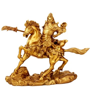 銅騎馬關公擺件武財神爺風水工藝品中式客廳家居裝飾工藝品
