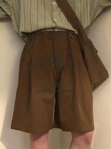 日系復古cityboy夏季咖色短褲潮牌五分褲男工裝褲【雲木雜貨】