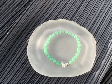 天然緬甸玉 翡翠手鍊 蘋果綠 滿綠手鏈 5mm 925銀