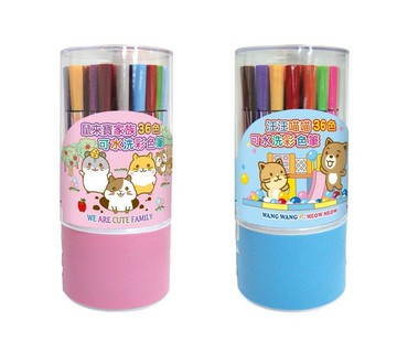 筌翔 2200502 麻吉 圓桶可水洗彩色筆 (36色)【APP滿額下單10%點數(單一帳號最高5000點)】1/31止