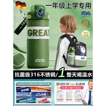 德國兒童保溫杯上學專用男孩小學生2024新款316不銹鋼吸管水杯壺
