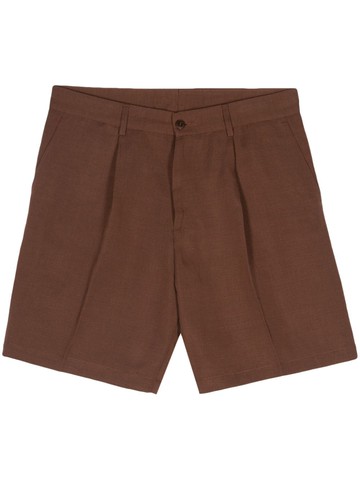 Costumein - pleated slub bermuda shorts - men - Lyocell/Linen/Flax - 48 - Brown