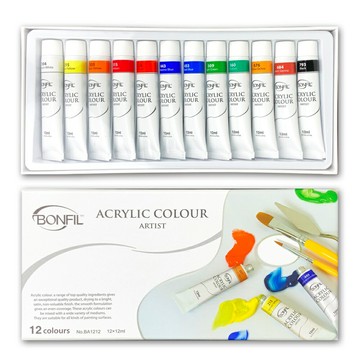 【BONFIL】西班牙壓克力顏料 12ml / 12色【領券滿額再折千5/31止】