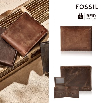 【FOSSIL 官方旗艦館】Derrick 真皮可拆卡夾RFID防盜皮夾 (禮盒組附鐵盒，多色可選)