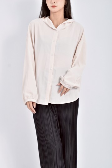 (XL) yuanchuangjid連帽長袖粉色襯衫上衣