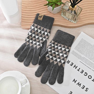 CB男士幾何皮標單層手套-深灰