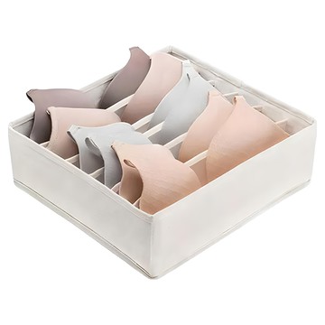 SHIMOYAMA 衣櫃抽屜用 6小格分類收納布盒 面寬30cm  33 x 30 x 11cm  米白色  1個