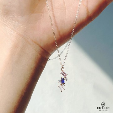 Hi Onion原創莫奈睡蓮 粉紫配色項鏈小眾復古高級夏天彩色鎖骨鏈