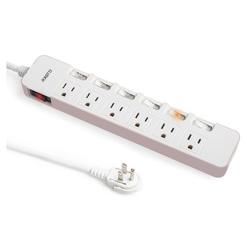 RASTO FE6 七開六插三孔延長線 粉色  1.8m  1條