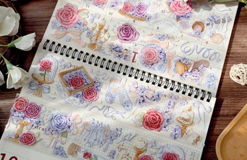 玫瑰禮贊 PET 紙膠帶 貝殼銀 10米卷