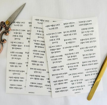 Sensiary- 韓系簡約文字透明貼紙組 (3入)