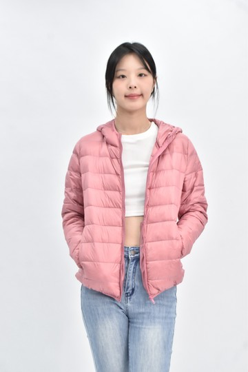 (M)  長袖連帽粉色外套