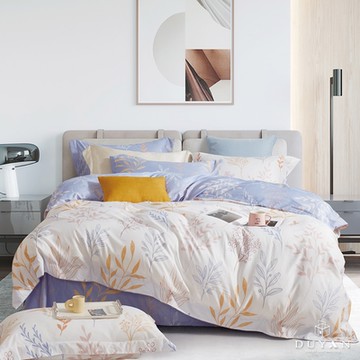 【DUYAN 竹漾】奧地利天絲雙人加大四件式鋪棉兩用被床包組 / 芷葉盼夏 台灣製