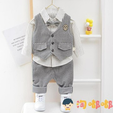 三件套 禮服男寶寶秋裝衣服男童春秋兒童西裝【步行者戶外生活館】