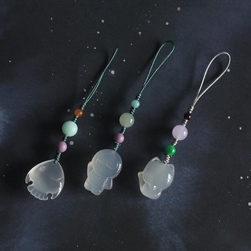 丹妮手作 天然瑪瑙叮當貓手機掛手工車鑰匙掛包掛 印章墜創意禮品