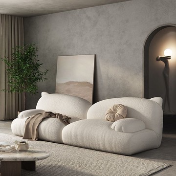 ??快速出貨 可開發票 北歐簡約奶油詫寂風公寓店鋪客廳小戶型雙人貓布藝沙發組合網紅款