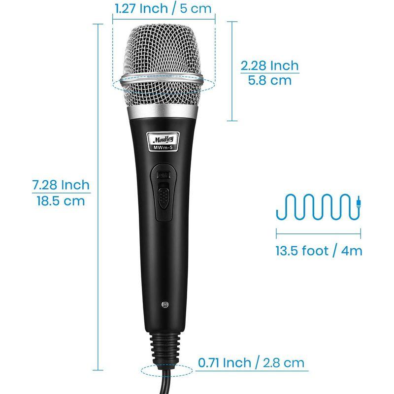 Moukey ダイナミックマイク 13ftケーブル付き カラオケマイク 金属製手持ちハート型 有線マイク 歌 舞台 パーティー用 カラオケ機