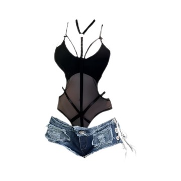 可開發票✨【BoldVixen】純慾性感辣妹穿搭套裝設計感弔帶連體衣牛仔褲整套#免運#台灣出貨