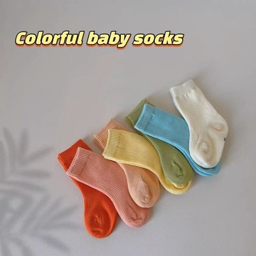 Mini baby🌷兒童襪子春夏寶寶糖果色中筒襪薄款ins春秋百搭男女童棉襪小腿襪