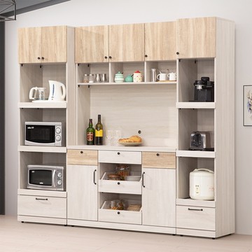 Homelike 喜家居7.3尺組合餐櫃-雪松雙色(2247)-221x40x201cm