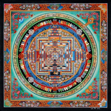 精緻的時輪金剛曼陀羅唐卡繪畫