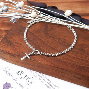 ART64 迷你十字架手鍊 925純銀女生手鍊