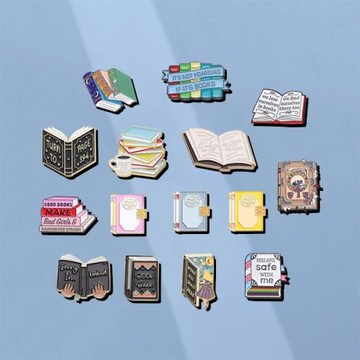讀書愛好者趣味書本胸針精致的男女學生禮物背包扣針配飾合金徽章