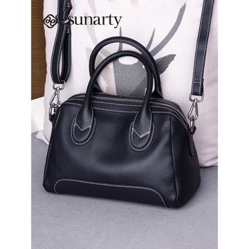 軟皮小包包女斜挎包2025新款潮韓版真皮波士頓包女時尚簡約手提包