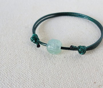 本命年【六字大明咒】冰晴翡翠韓國蠟線手鍊*3*招財、防小人