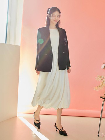 Textured Block Balloon Midi Dress (2 Colors)