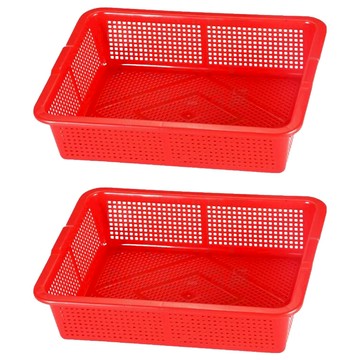 650公文林 置物籃 Set 2 PP材質 紅色 台灣製  59.5 x 48 x 16cm  1組