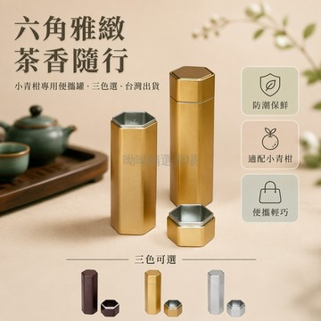 台灣出貨✨ 六角茶葉罐 小青柑陳皮普洱包裝罐 通用新款茶罐 小號便攜旅行罐 咖啡色金色銀色可選