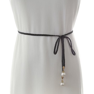 女士裝飾細腰帶手工編織腰繩女簡約連衣裙子配飾流蘇腰鏈夏季加長