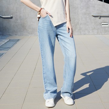 SOMETHING｜女裝｜萊賽爾厚磅寬丹寧直筒褲