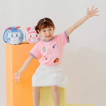 OB嚴選-POLI 波力．撞色滾邊英文字母印花圓領上衣《IP0029》