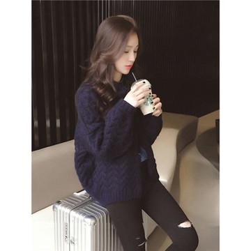 針織開衫女秋冬季歐貨小個子長袖上衣麻花粗毛線短款毛衣加厚外套